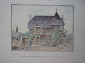 CHROMOLITHOGRAPHIE 1908 MAISONNETTE A CONCARNEAU ARCHITECTE CHAUSSEPIED
