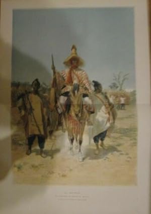 PLANCHE COULEUR ILLUSTRATION 1890 d' APRES ADRIEN MARIE AU SOUDAN UN CHEF SOFA