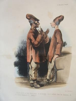 LITHOGRAPHIE DE LORENTZ AQUARELLEE 25 SEPTEMBRE 1842 EDUCATION AU BAGNE