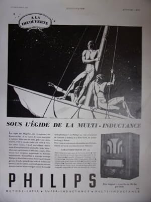 PLANCHE ILLUSTRATION DECEMBRE 1935 PUBLICITE PHILIPS MULTI INDUCTANCE