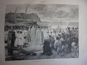 PLANCHE D' APRES TABLEAU DE TOFANI début 20è LA BENEDICTION DE LA MER A ETRETAT