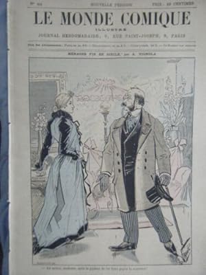 LE MONDE COMIQUE N° 651 VERS 1880 GRAVURE COULEUR DE ROBIDA MENAGES FIN SIECLE