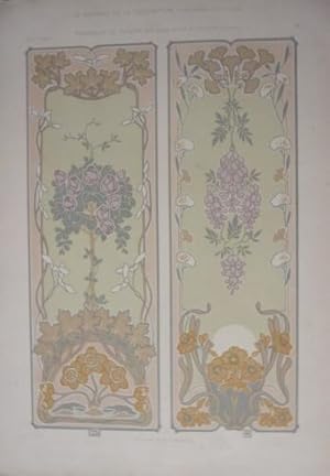 PLANCHE TIREE JOURNAL DECORATION VERS 1900 PANNEAUX DE FLEURS PAR SACHS KÜHNEL