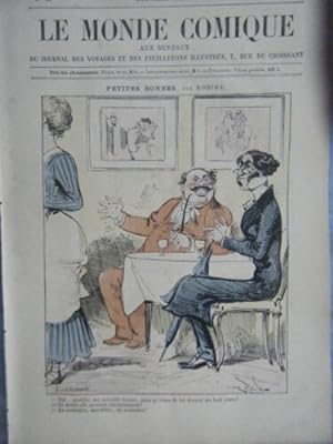 LE MONDE COMIQUE N° 78 VERS 1880 GRAVURE EN COULEUR DE ROBIDA PETITES BONNES
