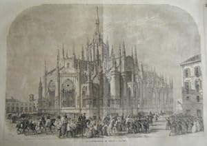 GRAVURE SUR BOIS 19ème CATHEDRALE DE MILAN ITALIE