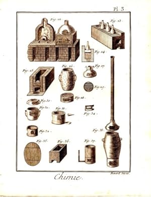 GRAVURE 18ème d' EPOQUE CHIMIE PLANCHE 3