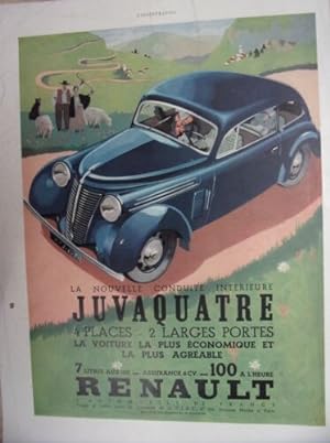 COMPOSITION COULEUR 20ème 28 mai 1938 PUBLICITE RENAULT JUVAQUATRE