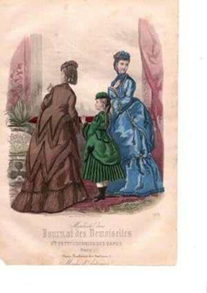 GRAVURE COULEUR MODES DE PARIS JOURNAL DES DEMOISELLES 3778 1870