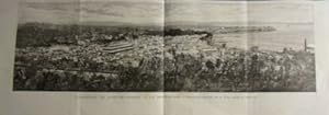 GRAVURE SUR BOIS ILLUSTRATION 1890 INCENDIE FORT DE FRANCE PANORAMA DESASTRE