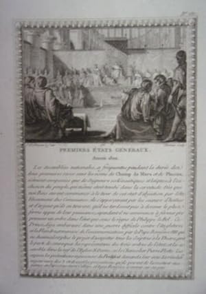GRAVURE 18ème D' EPOQUE PREMIERS ETATS GENERAUX ANNEE 1302