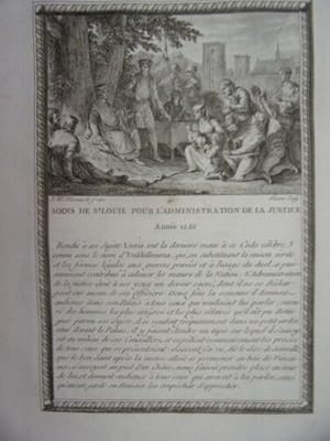 GRAVURE 18è D' EPOQUE SOINS SAINT LOUIS POUR ADMINISTRATION JUSTICE ANNEE 1277