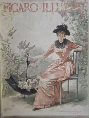 PAGE COUVERTURE TABLEAU M. LEMAIRE FIGARO ILLUSTRE 1891 FEMME FLEURS PARAPUIE
