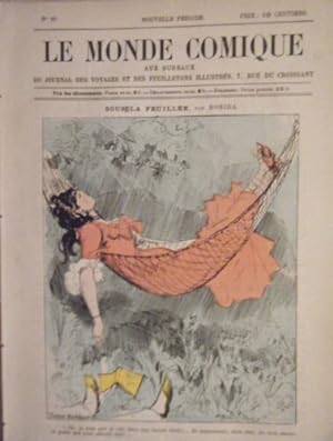 LE MONDE COMIQUE N° 90 VERS 1880 GRAVURE EN COULEUR DE ROBIDA SOUS LA FEUILLEE