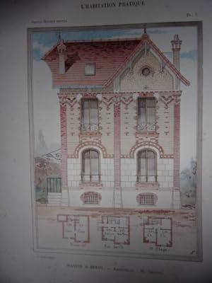 CHROMOLITHOGRAPHIE 1907 PETITS HOTELS PRIVES MAISON A BERNY ARCHITECTE GRAVIER
