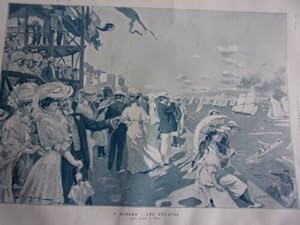 GRAVURE AOUT ILLUSTRATION 1906 d'APRES DESSIN DE SIMONT A DINARD LES REGATES