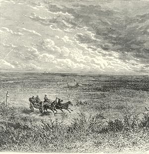 View in the The Dnieper Steppes,1881 Antique Print