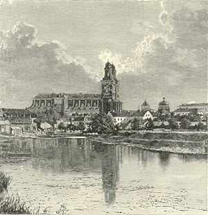 The Uppsala Cathedral in Norway,1881 Antique Print