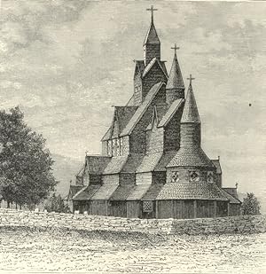 Hitterdal Church in the Hitterdal Parish, Telemark, Norway ,1881 Antique Print