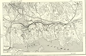 Course of The Arboga River in Sweden ,1881 Antique Print