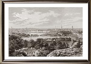 Stockholm in Sweden seen from the Saltsj?n,1881 Antique Print