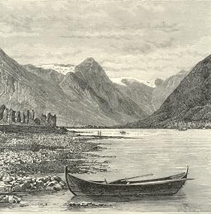 The Fj rlandsfjord or Fj rland Fjord, in Sogn og Fjordane county, Norway,1881 Antique Print