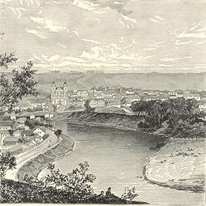 Vilna in Lithuania, View from the Snipiski Suburb,1881 Antique Print