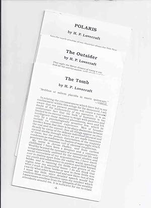 3 ITEMS/Pamphlets: Polaris; The Tomb; The Outsider -by H P Lovecraft ( Strange Company Publicatio...