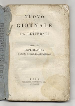 NUOVO giornale de' letterati. N. 55: gennajo e febbraio 1831. Tomo XXII: letteratura, scienze mor...