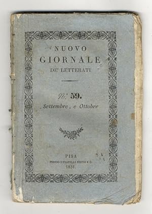 NUOVO giornale de' letterati. N. 59: settembre e ottobre 1831. [Parte prima: letteratura, scienze...