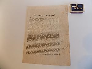 An unsere Mitbürger! Denkschrift des Berliner Magistrats vom 21. November 1848 gegen Bürgerkrieg ...