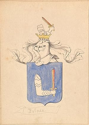 [Heraldic coat of arms] Coloured coat of arms of the Botnia family, family crest, 1 p.