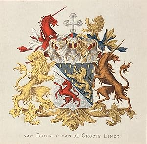 [Heraldic coat of arms] Coloured coat of arms of the van Brienen van Groote Lindt family, family ...