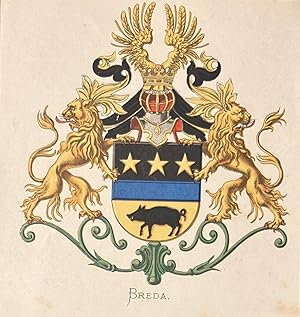 [Heraldic coat of arms] Coloured coat of arms of the Breda family, family crest, 1 p.