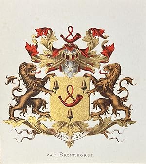 [Heraldic coat of arms] Coloured coat of arms of the van Bronkhorst family, family crest, 1 p.