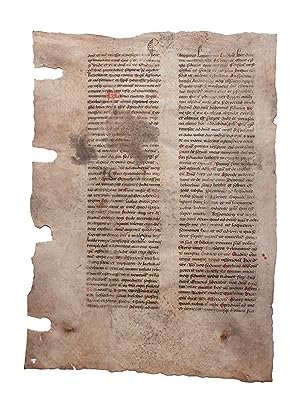 Leaf from a Bible, recovered from use in a bookbinding, manuscript in Latin on parchment