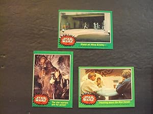 3 Vintage Star Wars Cards Green 1977 #199, 201-202