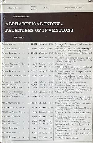 Alphabetical index of patentees of inventions 1617-1852