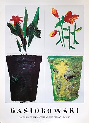1995 French Exhibition Poster, Gerard Gasiorowski, Pots de Fleurs 129-130