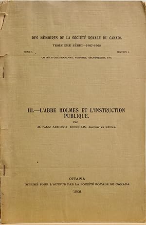L'Abbé Holmes et l'instruction publique