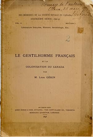 Le gentilhomme français et la colonisation au Canada