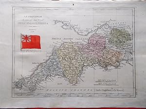 Mappa Antica Originale a Colori Province Sud Ovest Inghilterra del 1838