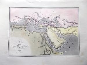 Stampa Antica Originale Mappa Geografica Ebrei Divisione Popoli Bibbia 1835-1845