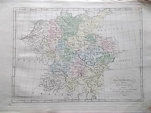 Mappa Antica Originale a Colori La Germania divisa nei suoi circoli del 1839