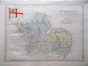 Mappa Antica Originale a Colori Province a Est dell'Inghilterra del 1839