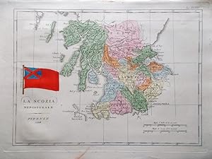 Mappa Antica Originale a Colori La Scozia Meridionale del 1838