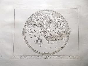 Stampa Antica Originale La Terra secondo gli Arabi Edrisi periodo 1835-1845
