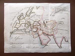 Mappa Antica Originale a Colori Il Mondo noto agli Antichi periodo 1835-1845