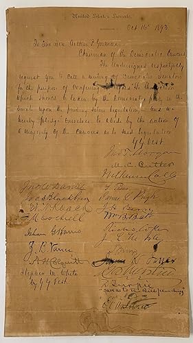 [Silver Question] Petition Signed by 23 Democratic Senators October 1893