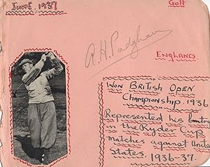 Alf Padgham British 1936 Open Golf Champion Old Hand Signed Autograph