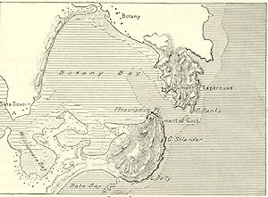 Botany Bay in New South Wales, Australia ,1800s Antique Map